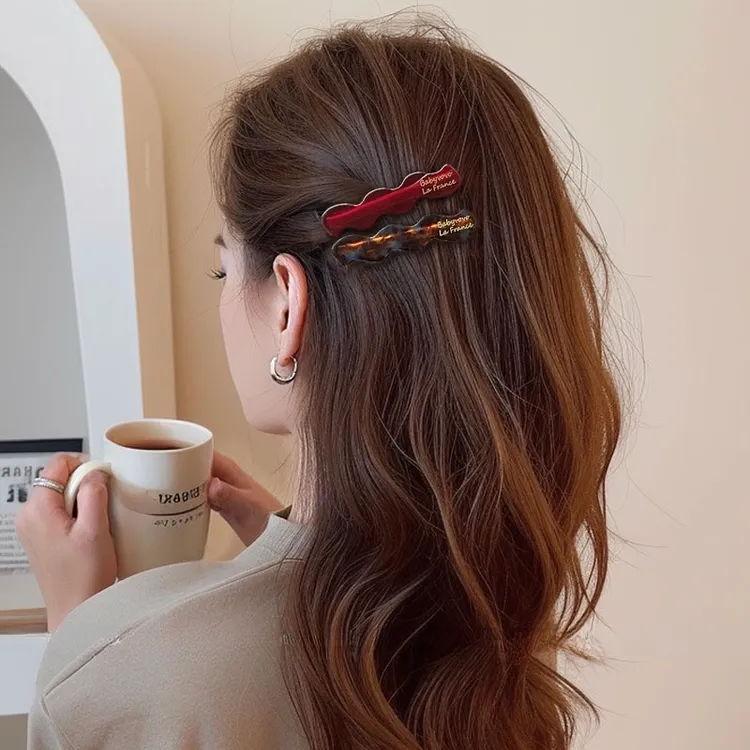 噗噗醋酸波浪发夹一字夹刘海夹前额侧边碎发发卡女高级感夹子头饰