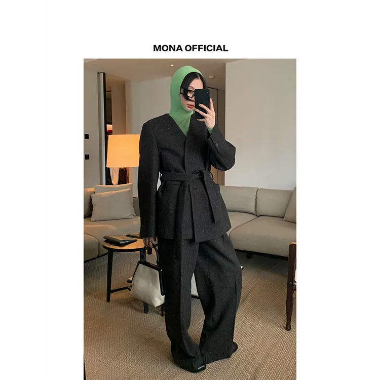 【Mona张绮贤 】MONA OFFICIAL丨100羊毛外套裤子Z123T05279