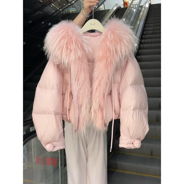 2025年秋冬新款大毛领休闲保暖棉服女韩系时尚短款厚款棉衣外套