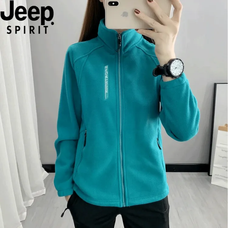 JEEP吉普摇粒绒抓绒衣女立领加厚保暖外套户外冬天登山冲锋衣内胆