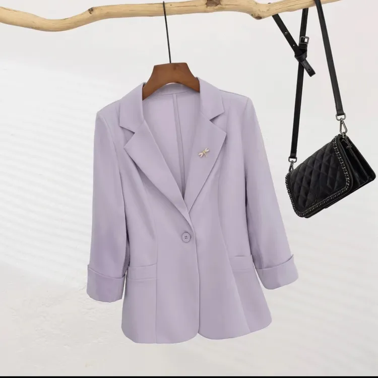 2025早春新款 时尚百搭气质休闲显瘦小个子八分袖小西服春夏春夏