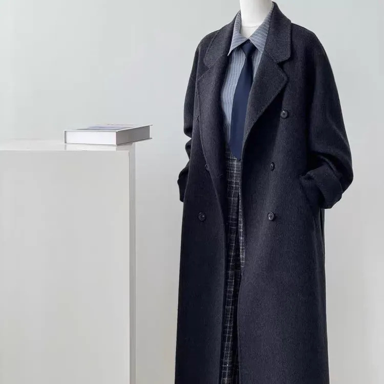 宽松慵懒显瘦遮肉中长款双面绵大衣女秋冬百搭时尚外套气质