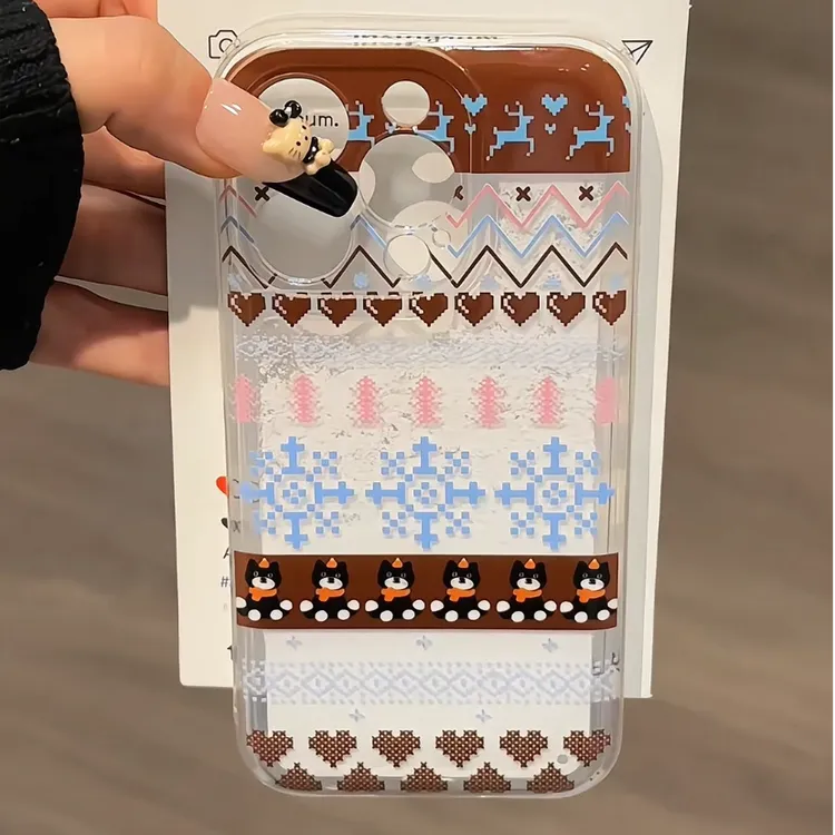 雪花流沙适用iPhone16小米14华为p手机壳吉利猫费尔岛花纹mate60