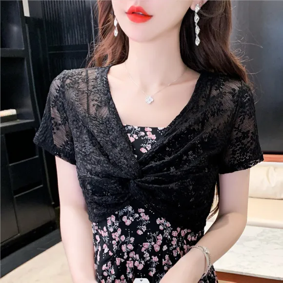 短袖披肩蕾丝搭配吊带裙短款夏季防晒坎肩镂空开衫上衣薄款裙子