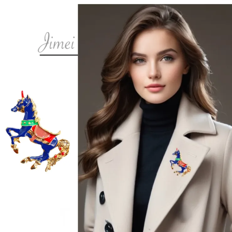 合金珐琅胸针 集美千里马别针/新款小众洋气男士女小西装金属勋章