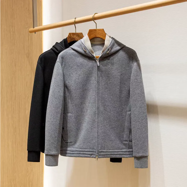 TOM FFIOR绵羊毛混纺男士秋冬连帽卫衣休闲运动夹克外套2351