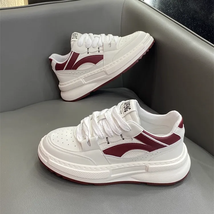 玛古芭板鞋男款轻奢高级感时尚厚底增高鞋秋季透气百搭舒适小白鞋