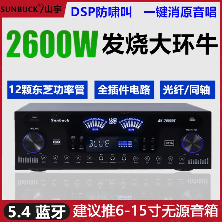 山宇大功率功放机音响家用K歌专用无线蓝牙发烧无损专业功放家庭