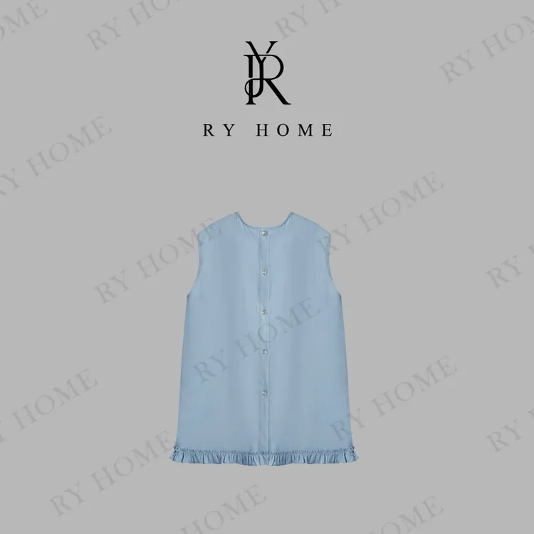 【容雨RYHOME】100精纺亚麻“行走诗歌”手工花瓣褶气质马甲252MJ1524