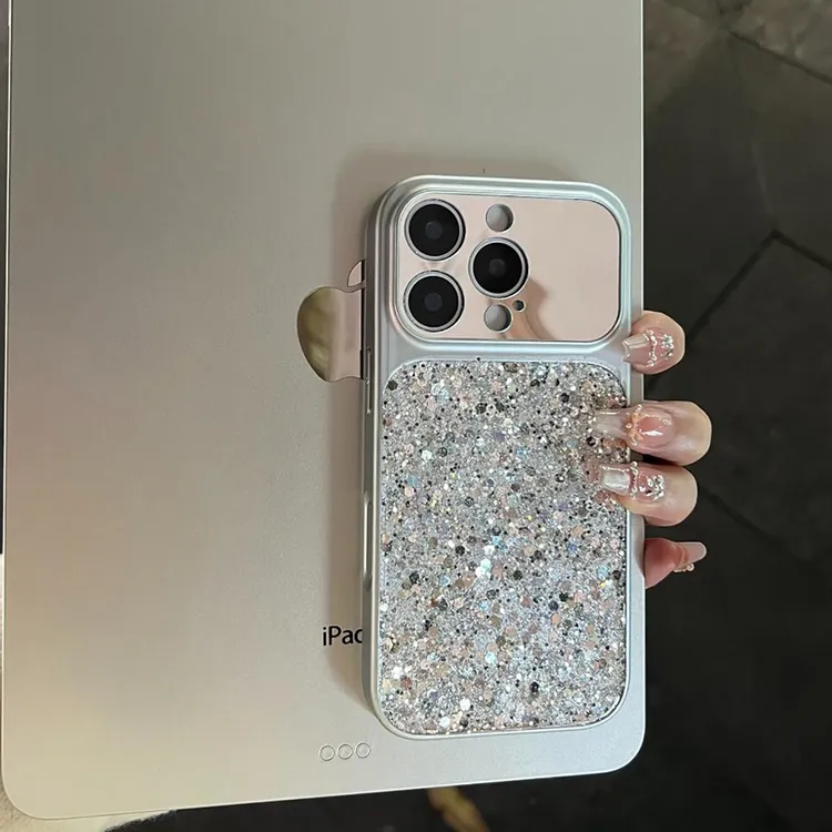 超仙镜面大视窗闪粉亮片适用苹果17promax手机壳iphone16新款15女