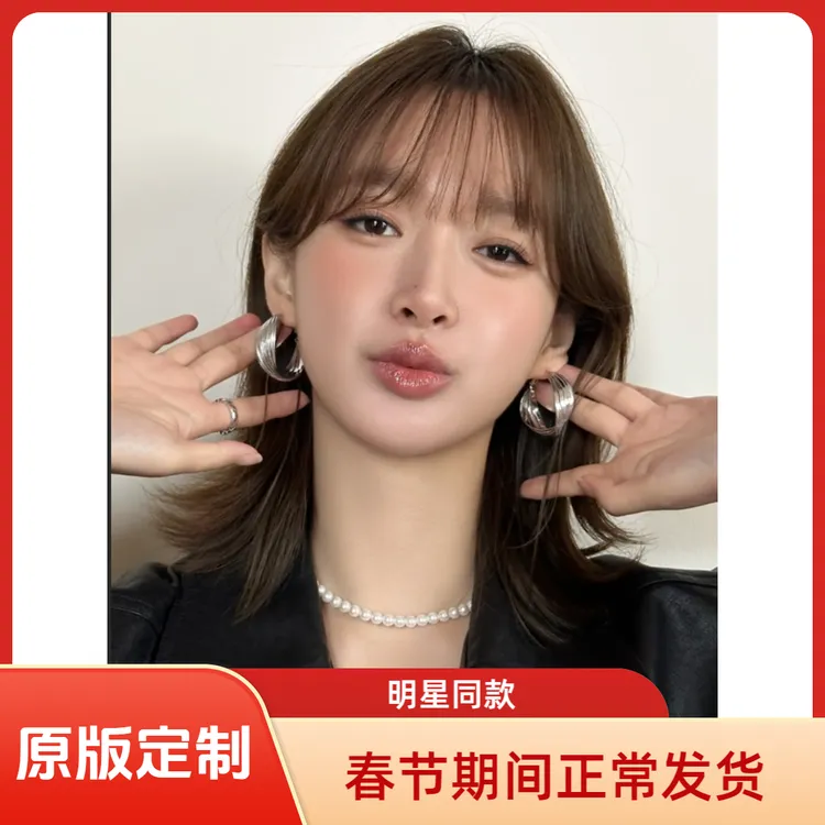 合金耳饰 又辣又高级！个性气质复古港风大圈圈耳饰女耳钉商品图