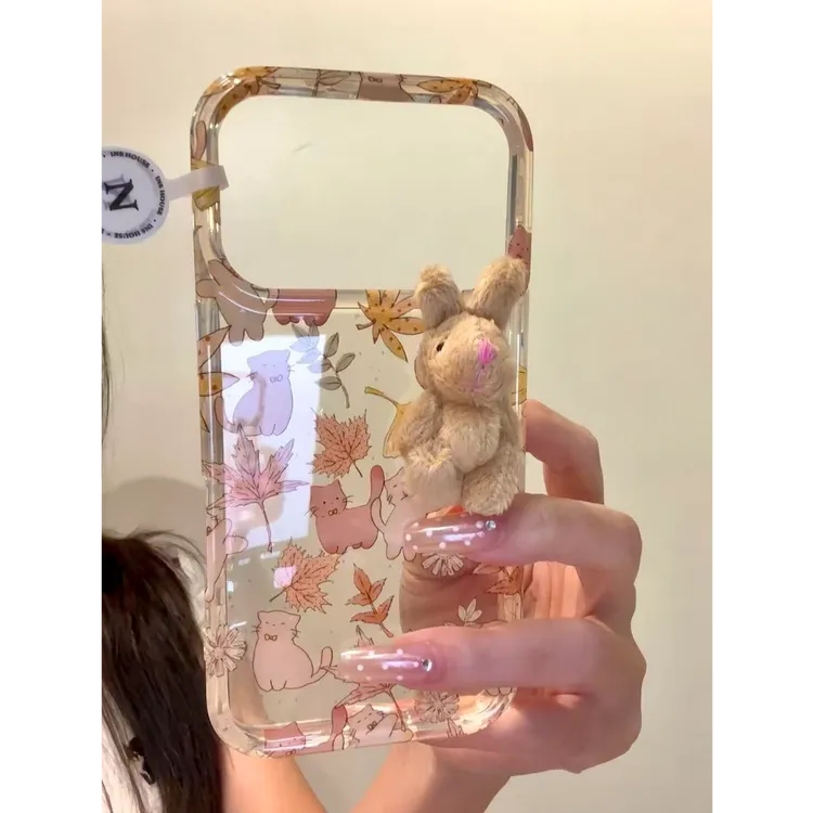 诚星泽枫叶猫咪兔子适用苹果17promax手机壳iPhone16/15/14透明软