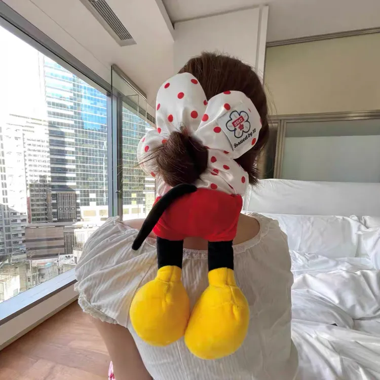 【chreey酱专属】米奇屁股花花发圈红色波点头绳可爱毛绒发饰头花