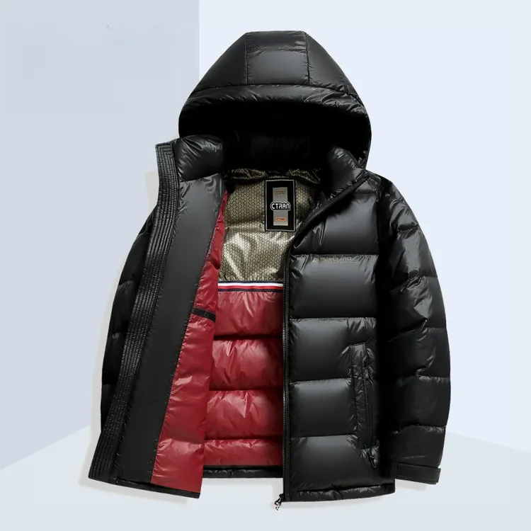 2025冬季新款轻盈零压感羽绒服男潮流亮面免洗面包服加厚保暖外套