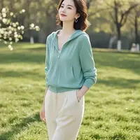 2025年流行的春装小个子休闲薄款高级感轻熟风薄荷绿卫衣外套女装