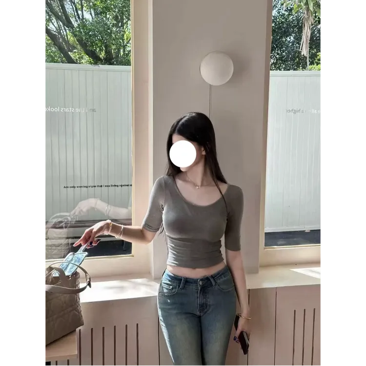 单品王四色上衣韩女夏季新款显身材弹力修身显瘦百搭休闲短袖T恤