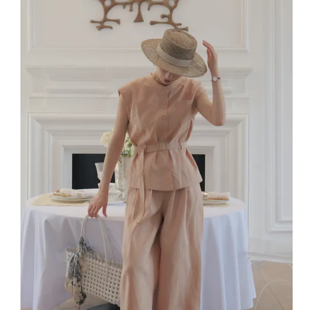 【巴赫小调】4.0新中式夏季新款女装极简老钱亚麻套装