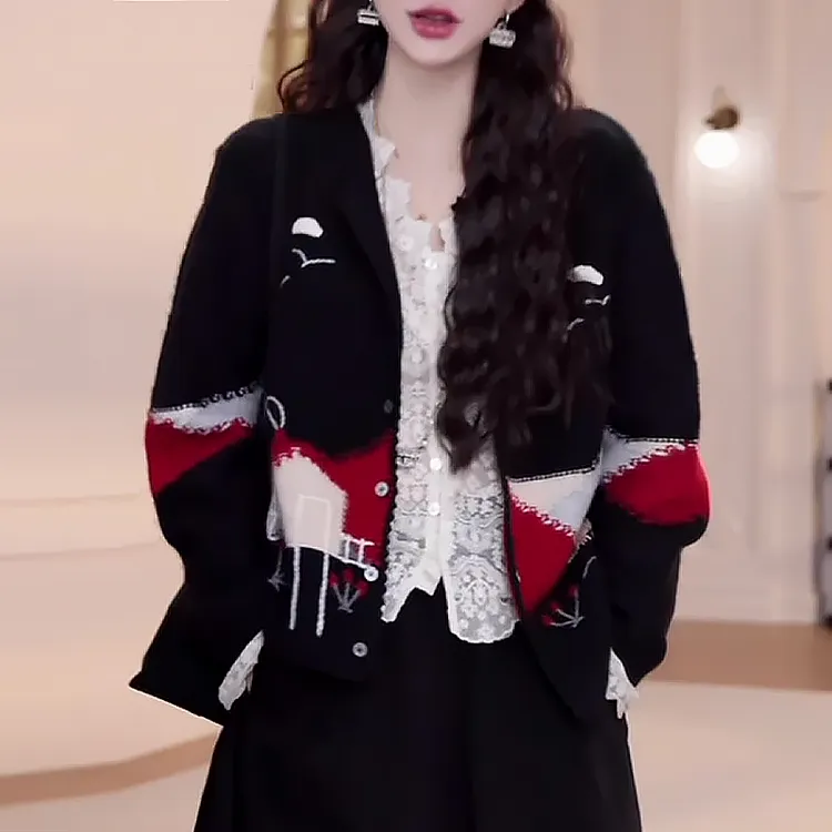 软糯宽松洋气毛衣上衣秋季新款胖MM大码女装韩系圆领针织开衫外套