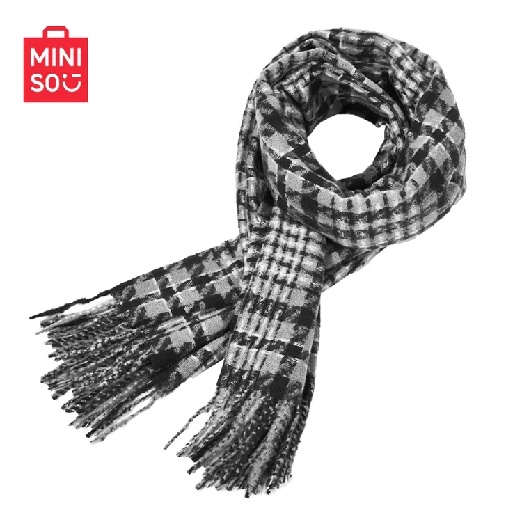 【温暖围巾】名创优品暮斯鸟格流苏围巾韩系高级感格子百搭同款商品图