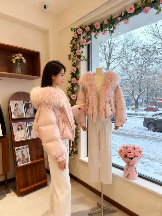 2025年秋冬新款大毛领休闲保暖棉服女韩系时尚短款厚款棉衣外套