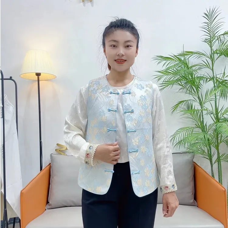 网红款时尚百搭浮雕提花国风马甲