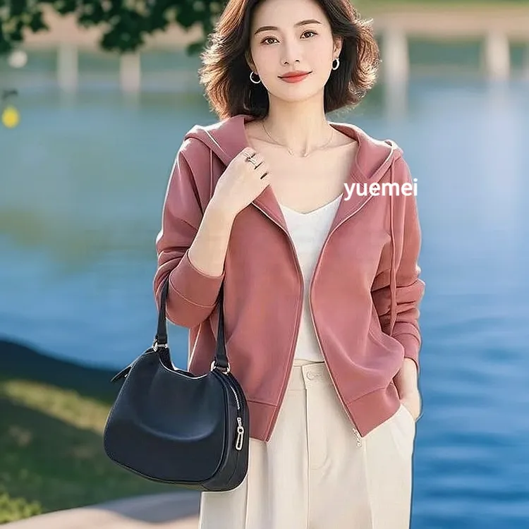 春秋开衫休闲慵懒风洋气春爆款外套流行连帽今年粉色卫衣美式街头