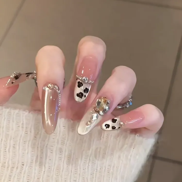 【香槟金钱豹】气质轻奢美甲穿戴甲片高级感豹纹猫眼千金感网红美甲