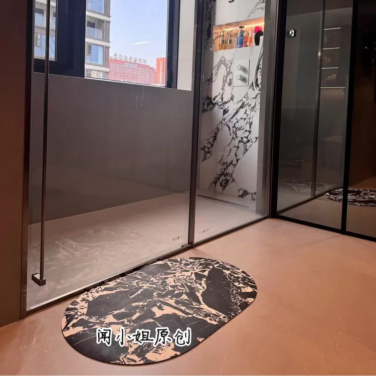 【设计款专利】浴室地垫意式ins风复古吸水皮革材质