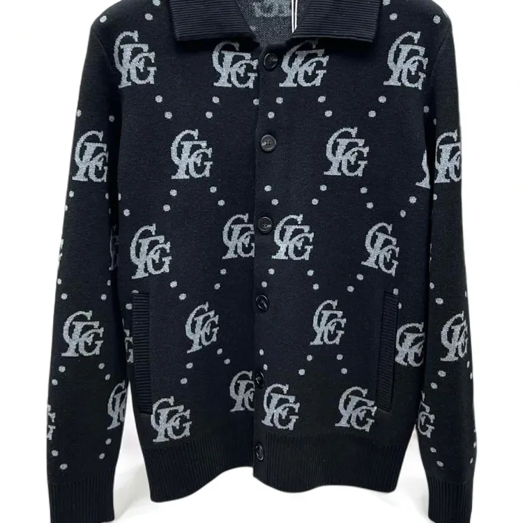 斯里卡琪欧货时尚高品质男士开衫羊毛衫夹克2025秋冬新款字母提花