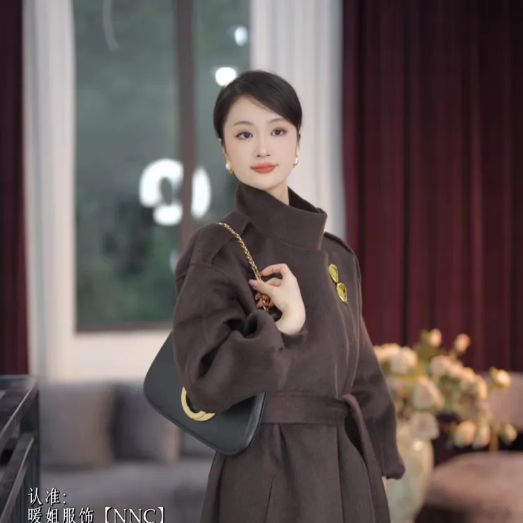 【NNC 】黄玫瑰咖色元宝扣羊驼绒大衣 秋冬长款（含本料腰带）212款