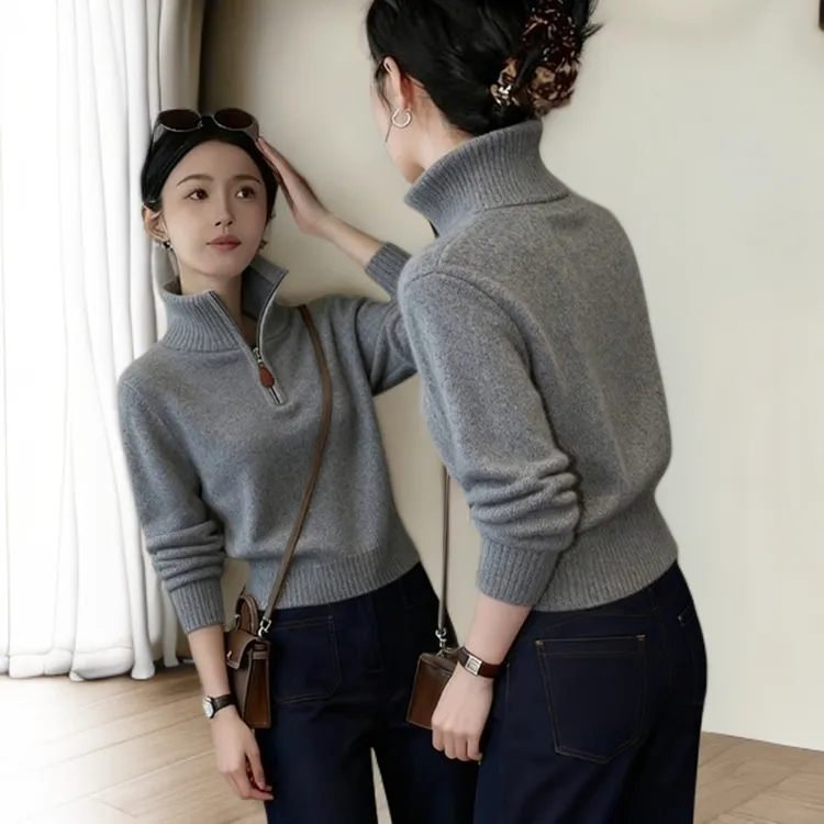 适合小个子厚款长袖毛衣女2025年秋冬新品时髦洋气显瘦针织衫上衣