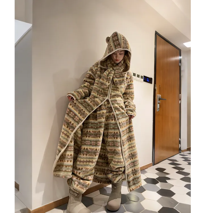 【小马专属/单裤子】加绒加厚保暖冬季睡衣外出男女同款米粒绒长款