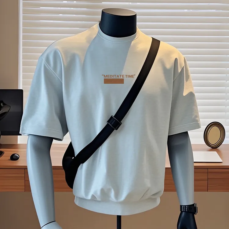 2025夏季新款重磅纯棉短袖T恤白色男士衣服潮男款休闲美式上衣男