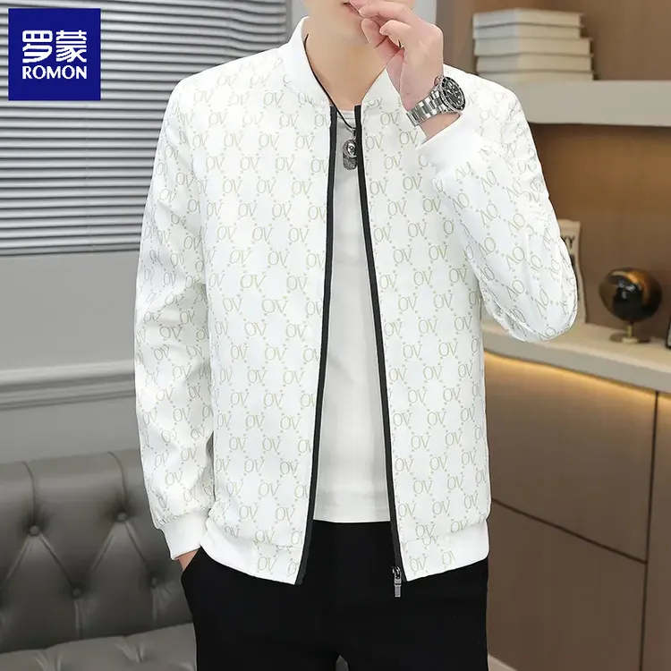 罗蒙男士2025春秋新款青年夹克外套休闲上衣时尚棒球服修身百搭潮