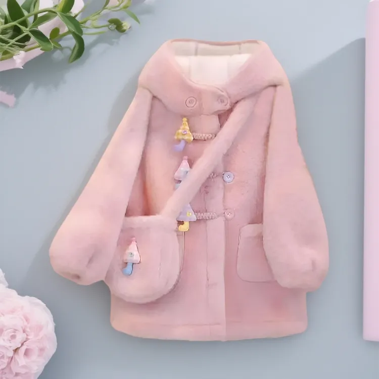 女童冬季外套加绒加厚毛毛衣中大童新款韩版可爱保暖中长款大衣潮