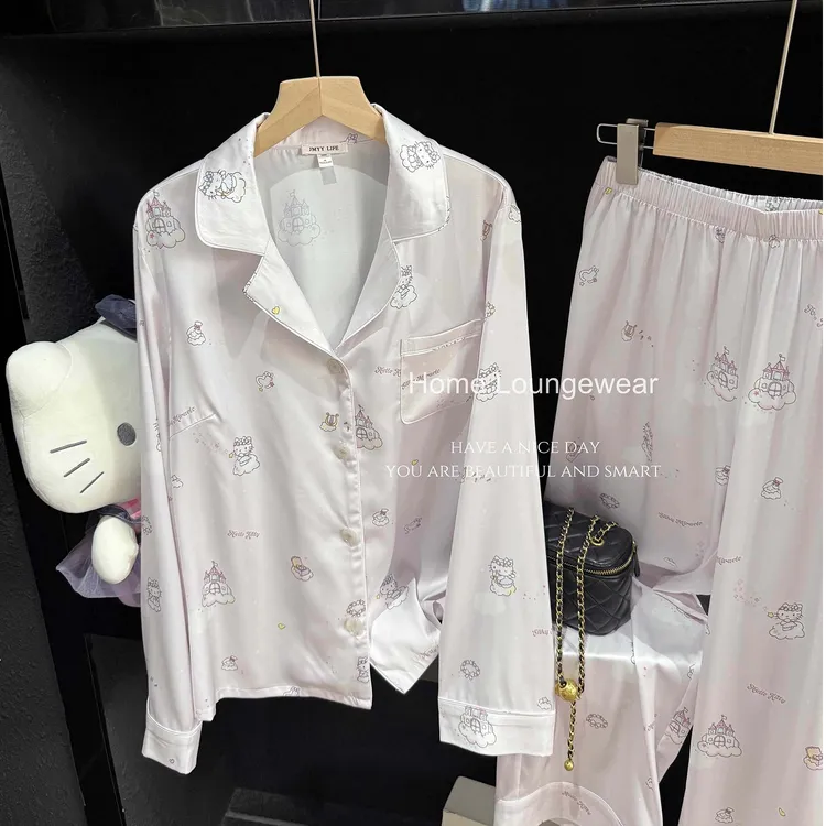 【仙子kitty】2025新款睡衣女春秋款长袖家居服套装可外穿高级感