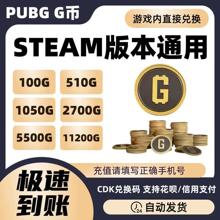 PUBGG币绝地求生G币金币吃鸡gb游戏币皮肤点卷官方充值兑换码CDK