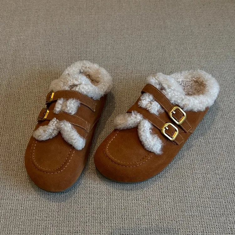 加绒勃肯鞋女2025新款爆款双扣带保暖毛毛鞋高级感轻便不累脚棉鞋