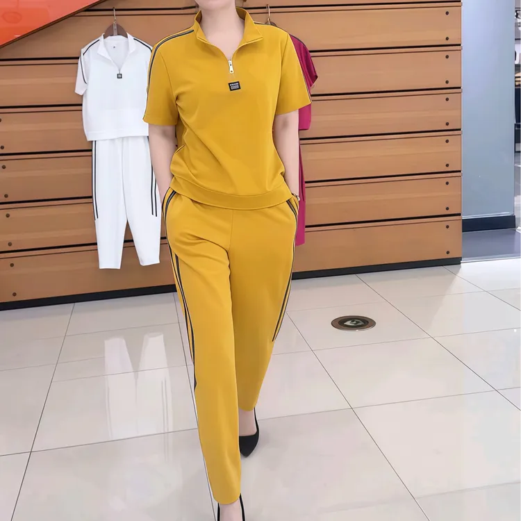 时尚显瘦运动服长裤休闲休闲运动套装潮流韩版减龄