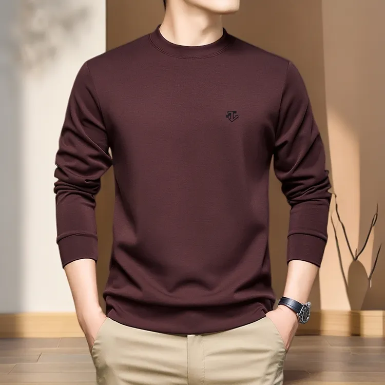 汤米芙兰可男士长袖T恤秋冬季时尚休闲打底衫圆领套头运动宽松上