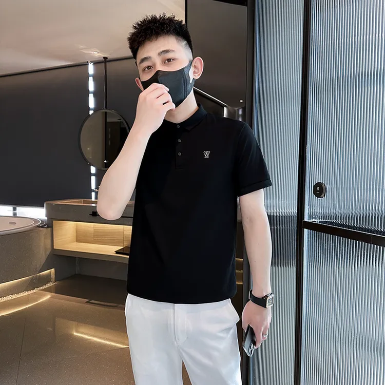 2025夏季新款刺绣短袖t恤男polo衫高级感简约百搭男士半袖t恤衣服
