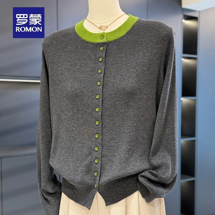 罗蒙时尚气质妈妈装针织衫女开衫秋装新款上衣减龄中年人妇女外套