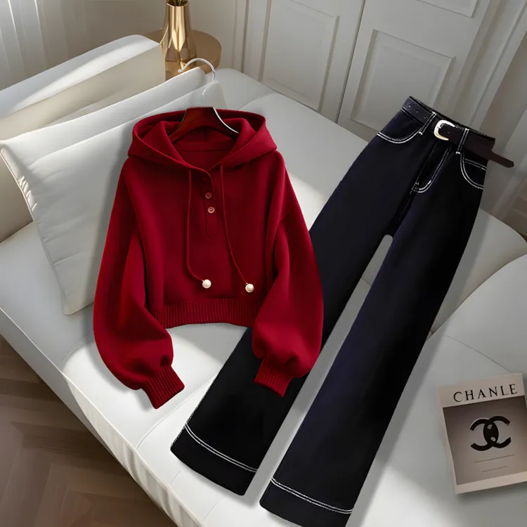 慵懒风洋气秋季穿搭一整套新款连帽卫衣休闲裤不撞衫时尚两件套