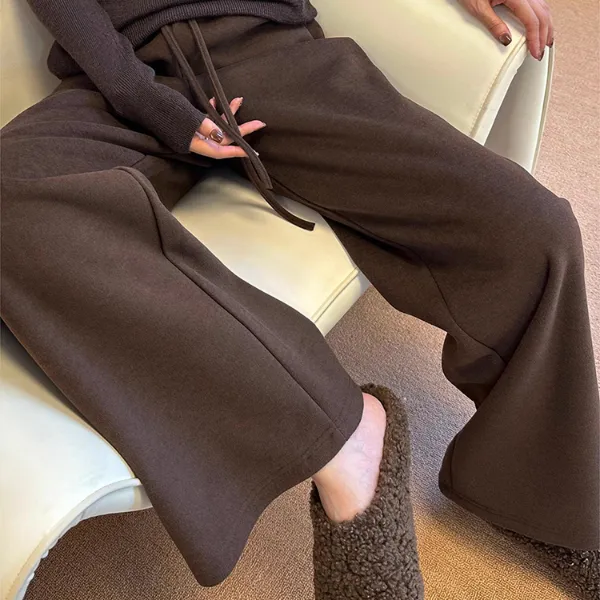 孕妇秋冬微喇裤子新款2025秋冬薄垂坠感加绒款微喇叭休闲外穿裤子