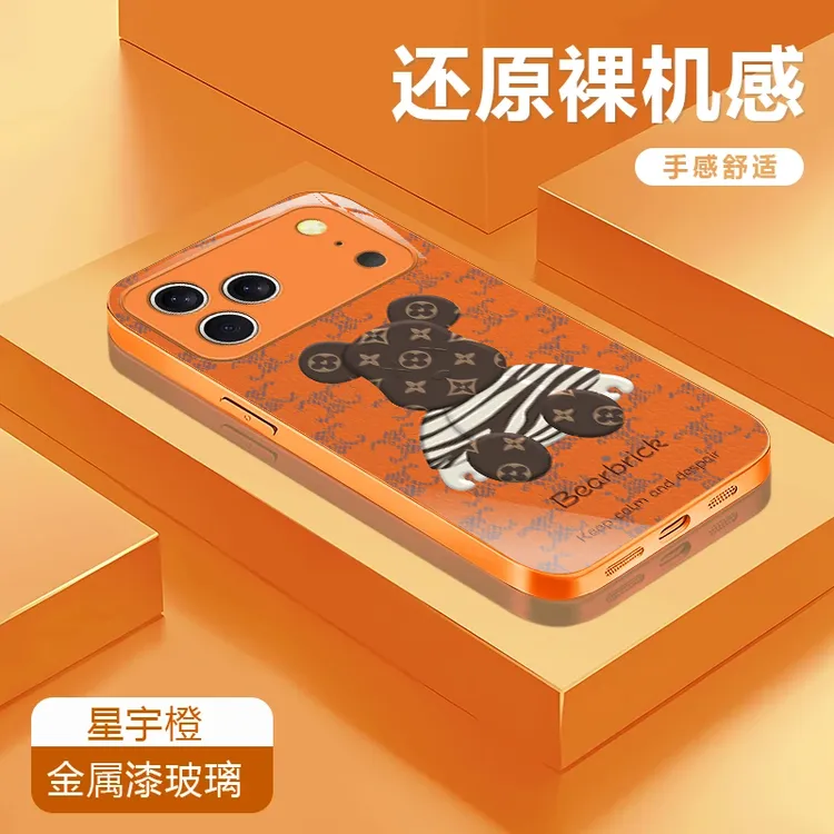 爱马仕橙暴力熊适用苹果17/华为Pura80/OPPO/vivo/小米玻璃手机壳