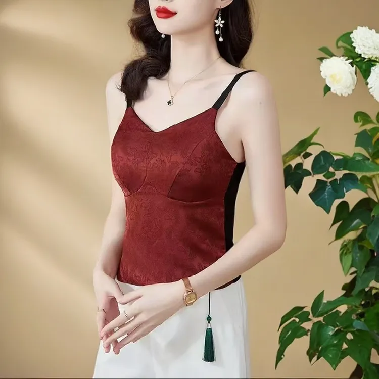 新中式后背网纱免穿内衣带胸垫美背吊带胸罩2025新设计原创正品