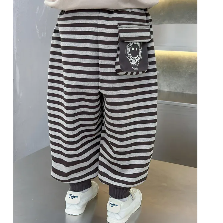 男童秋装裤子2025新款洋气男宝宝秋季条纹休闲裤儿童装时髦束脚裤