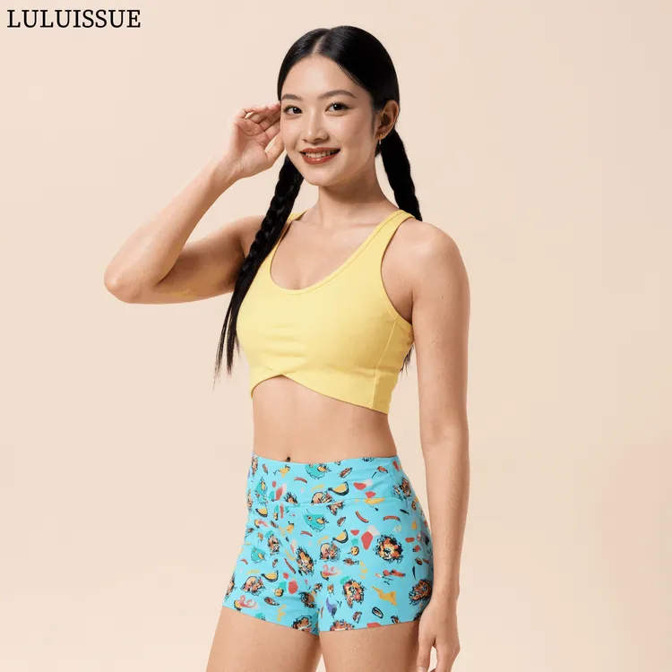 LULUISSUE｜顽皮章鱼综合训练女短裤蓝色章鱼速干不卷边健身裤