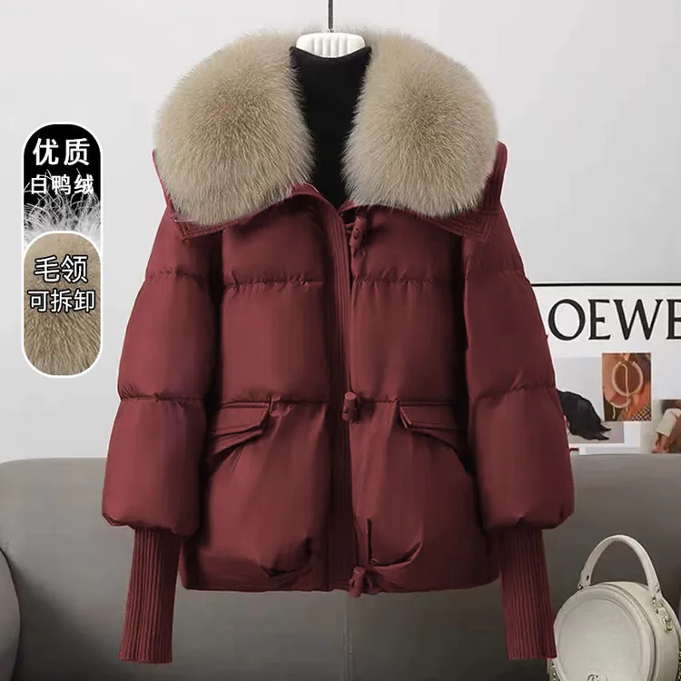 品牌可拆卸超大毛领冬季羽绒服女装2025新款时尚洋气高端棉袄外套