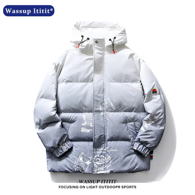 WASSUP ITITIT韩版时尚棉服保暖加厚防风棉衣户外潮流渐变外套男